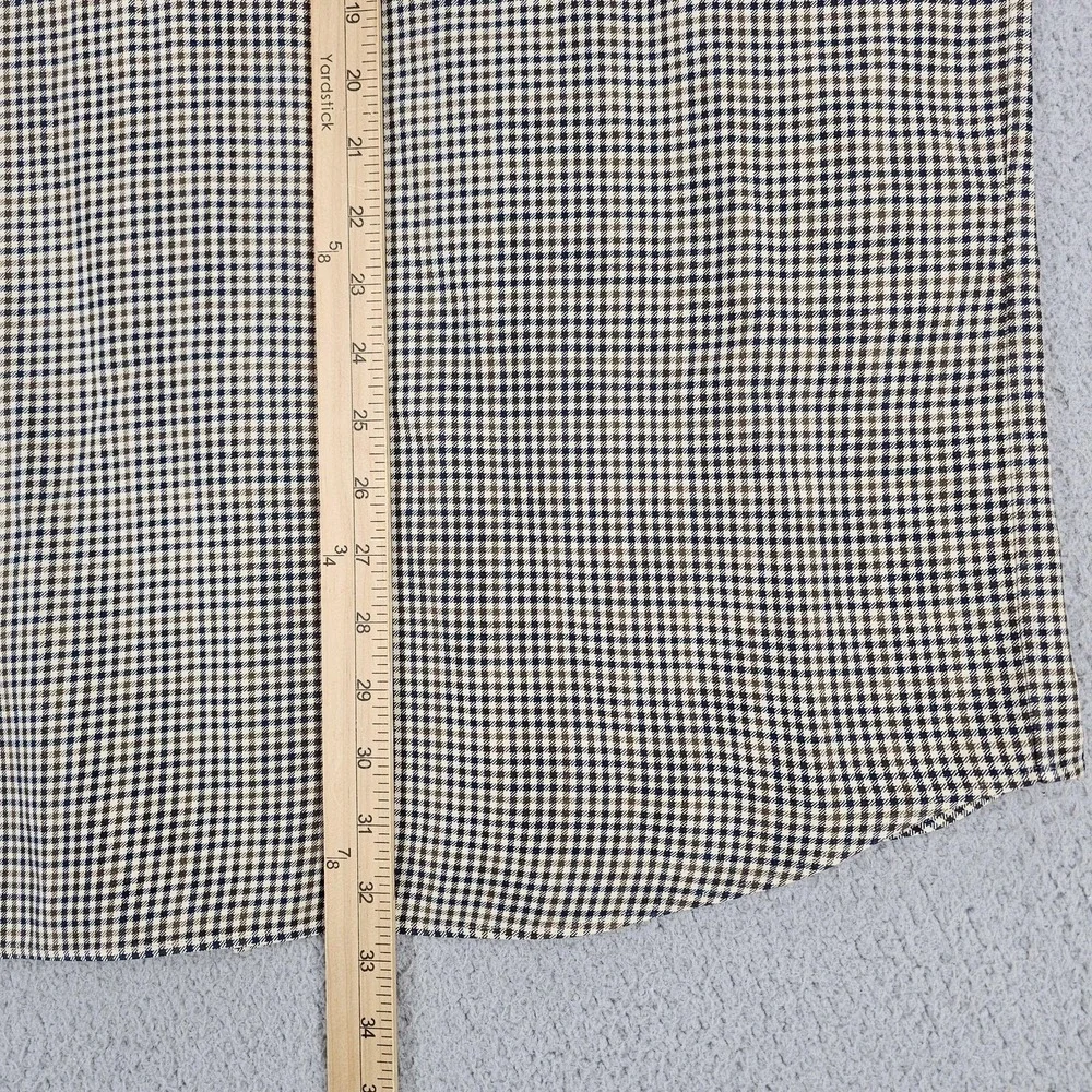 Polo Ralph Lauren Lowell Sport‎ Shirt Mens XL Beige Check Silk Cotton Button Up